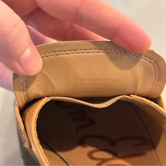 Sam Edelman Leather Two-Tone Slide Loafers in Tan and Cream - Picture 3 of 3